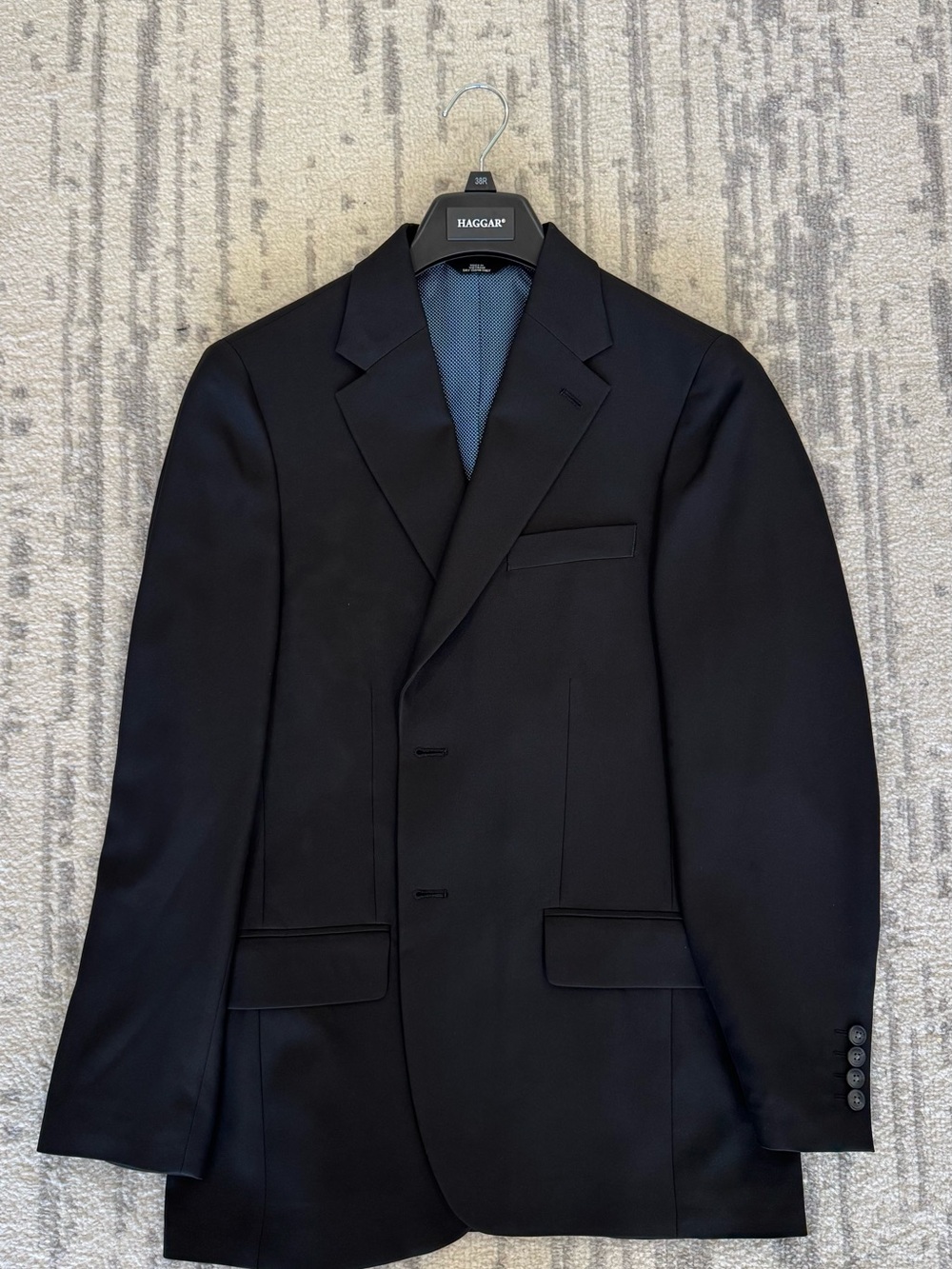 Haggar Men's Black Notch Lapel Two-Button Blazer